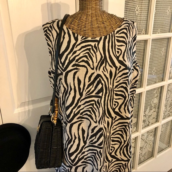 Unique Zebra Print , Heavy Raw Linen Dres, Sz M - Picture 1 of 12
